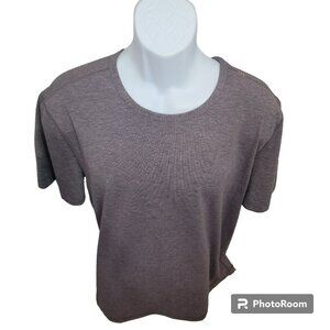 Lululemon Tee-Shirt, Men L, Eggplant/Gray Heathered, 2-Tone Short Sleeve,  EUC
